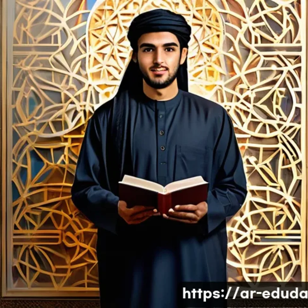 개방형 교육 자원 생태계의 콘텐츠 품질 보증 - **Prompt:** A vibrant, illustrative image depicting a young Arab student, perhaps a teenager, with l...